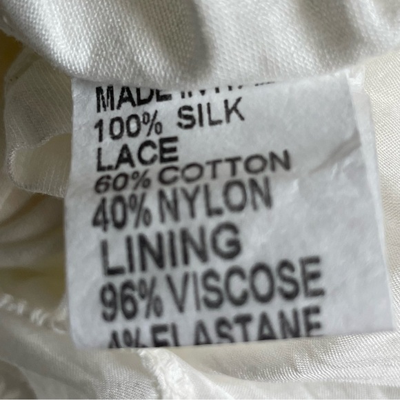 VIA SIGNORIA Top Womens S Ivory 100% Silk Lace Trim‎ Lined  Fairy Italy Made NEW - Picture 14 of 16